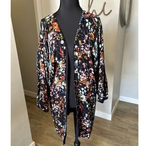 Michael Stars Jules Cardigan Kimono Womens One Size Floral Open Front 3/4 Sleeve